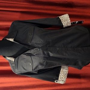 Leopard print black blouse
